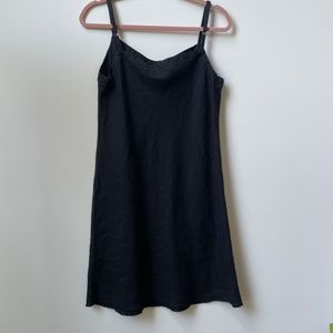 Artemesia Black Linen Slip Dress S